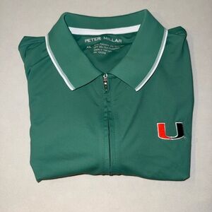 University of Miami Peter Millar Sleeveless Golf Polo Logo Zip Front